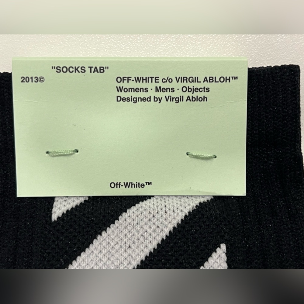 New in box! Off-white, Diagonals Mid Socks, black, size U - Picture 7 of 11